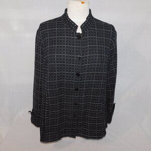 Habitat Womens M Black White Check light cotton Travel Jacket mandarin collar